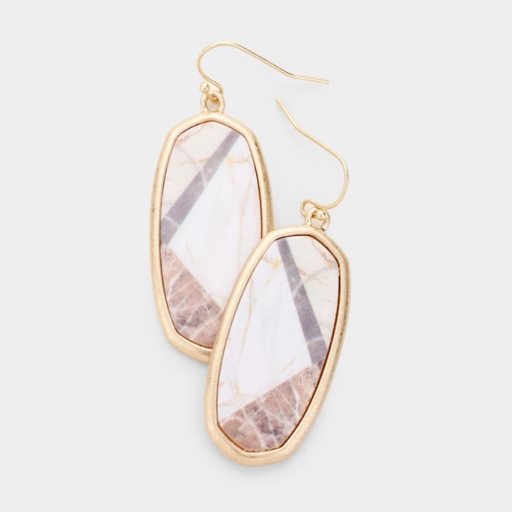 Color Stone Geometric Earrings